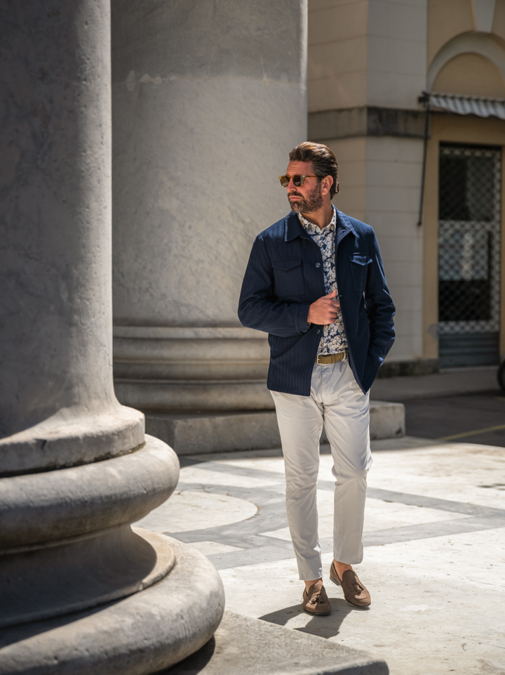 GIACCA A CAMICIA OVERSHIRT SPIGATA BLU PAGLIUCA BLU ANDREA MORANDO 