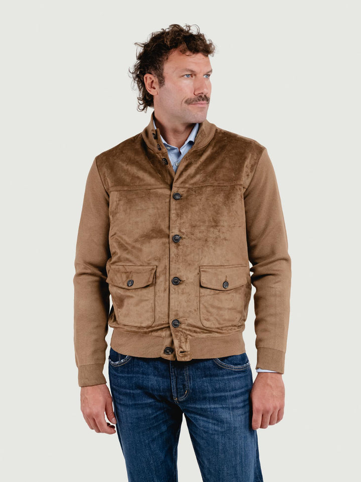 GIACCA IN MAGLIA E ALCANTARA CAMMELLO 4057225 604 ANDREA MORANDO 