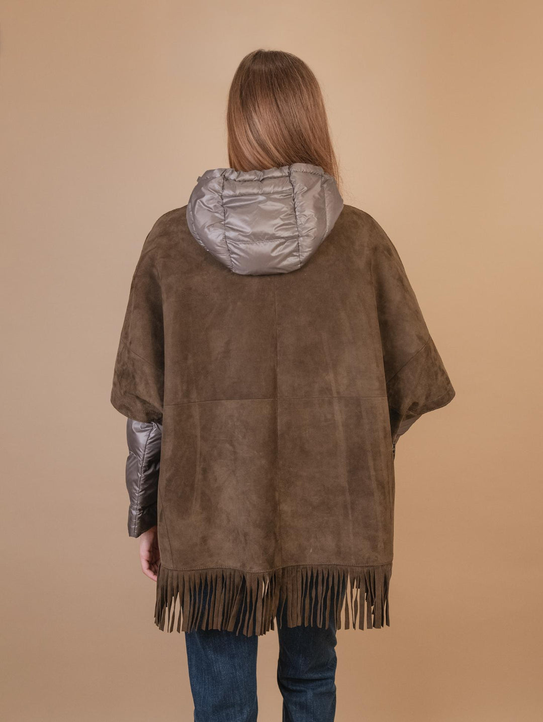 GIUBBOTTO STRUTTURATO IN CAMOSCIO  CON PIUMINO IN ECO-PIUMA FANGO LINR 18 JACK LEATHER 