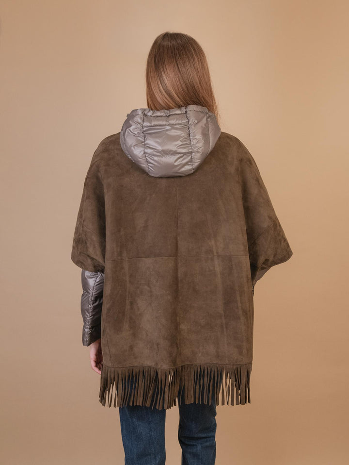 GIUBBOTTO STRUTTURATO IN CAMOSCIO  CON PIUMINO IN ECO-PIUMA FANGO LINR 18 JACK LEATHER 