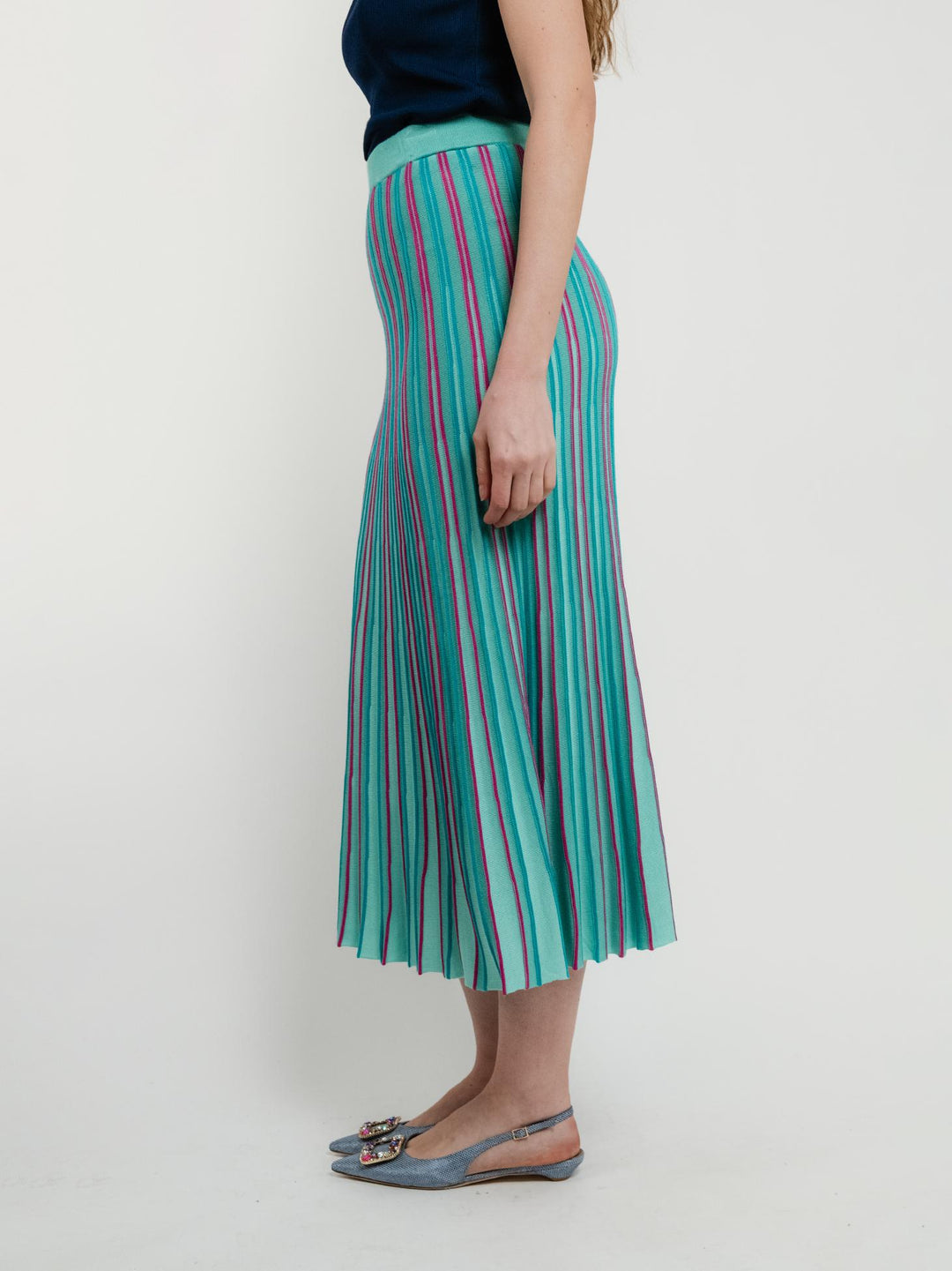 GONNA LUNGA IN MAGLIA MULTICOLOR TURCHESE 515TAIS633 TURCHESE ANDREA MORANDO 