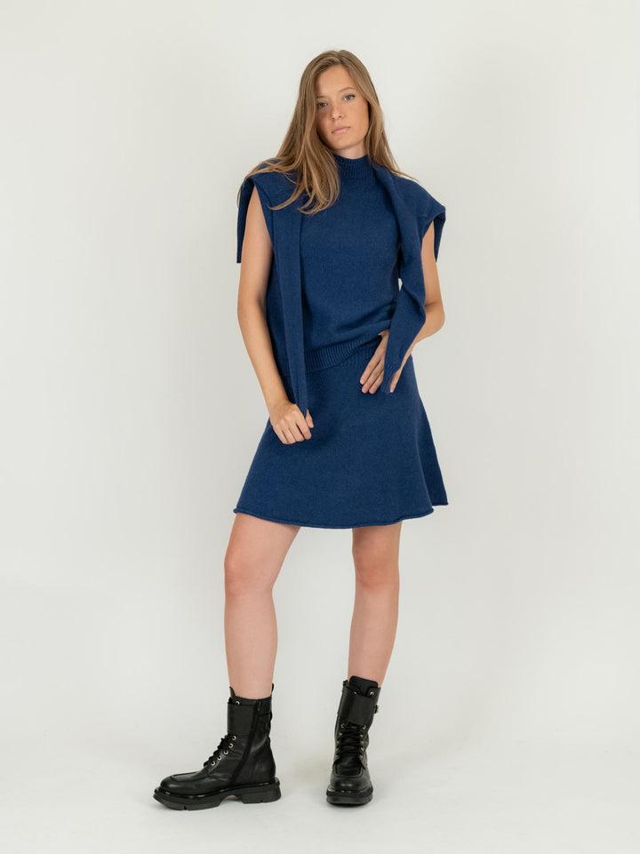 GILET LUPETTO IN MAGLIA BLU 0370/236 1073 BIMOR 