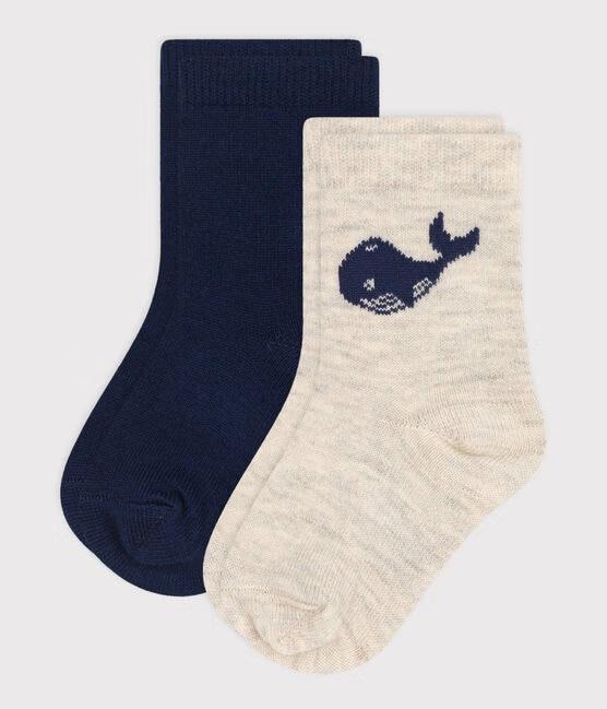 2 paia di calzini bebè in cotone con stampa balena A0AZP 01 PETIT BATEAU 