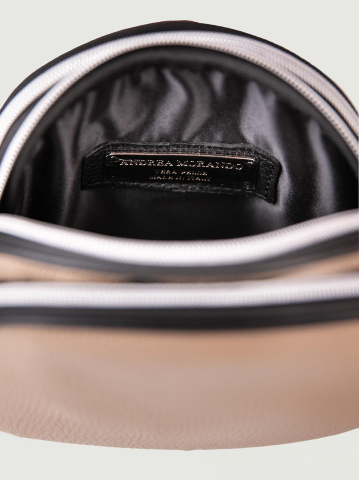 BORSA A TRACOLLA TRIS IN PELLE BEIGE TRIS TAUPE ANDREA MORANDO 