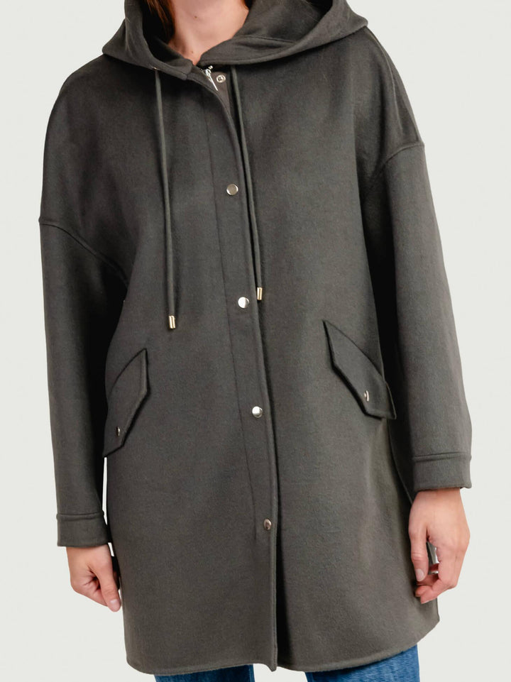 CAPPOTTO PARKA MICHELLE IN LANA VERDE MICHELLE GREEN ANDREA MORANDO 