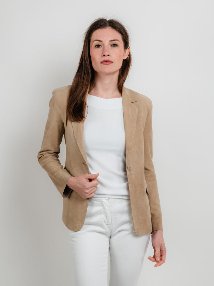 BLAZER BEATRIZ IN CAMOSCIO BEIGE