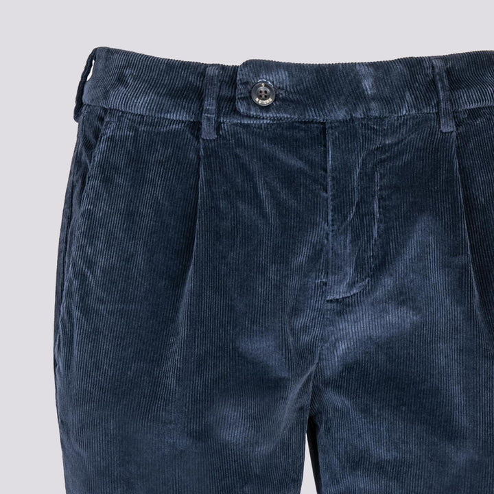 PANTALONE IN VELLUTO BLU NAVY CON TASCA A FILO T502/THI 854 NOLAB 