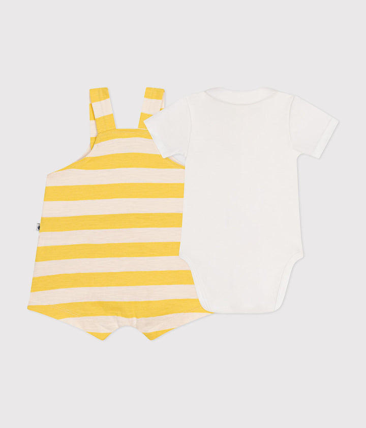 COMPLETO SALOPETTE BEBÈ IN JERSEY FIAMMATO A0AI0 01 PETIT BATEAU 