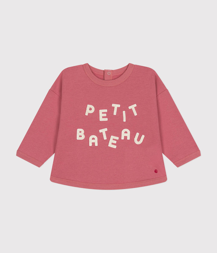 Maglia in tessuto felpato rosa A0B6Y 02 PETIT BATEAU 