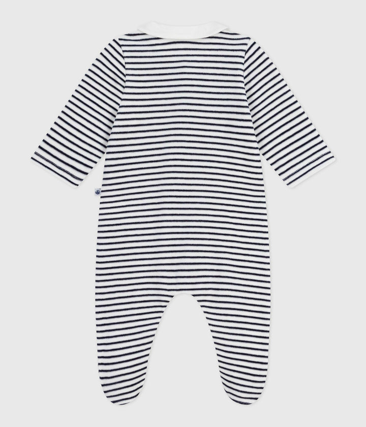 Pigiama tutina marinière in ciniglia con colletto A0DR1 01 PETIT BATEAU 
