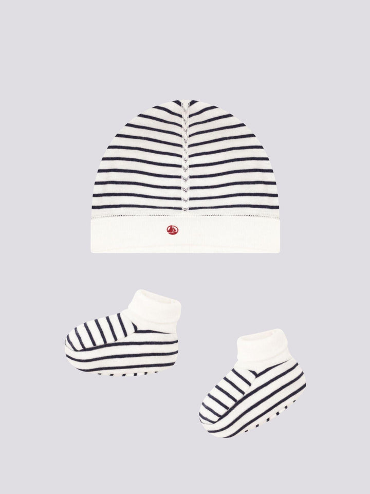 CONFEZIONE CON CUFFIETTA E BABBUCCE BEBÈ MARINIÈRE A081H 00 PETIT BATEAU 