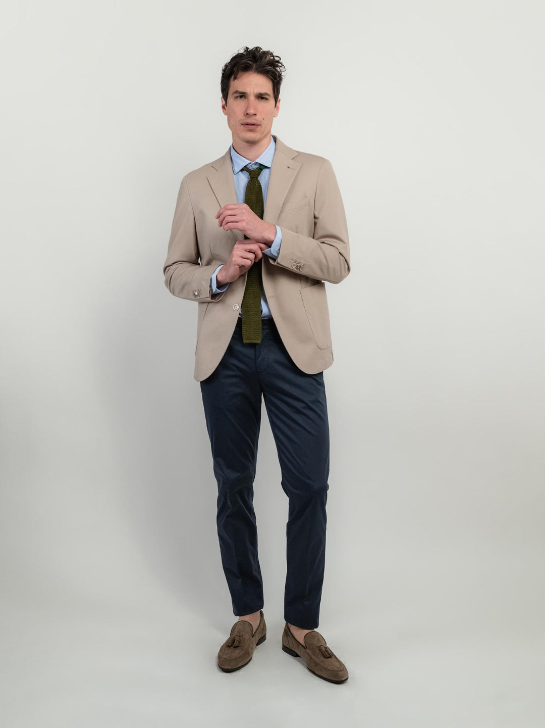 BLAZER MONOPETTO IN MAGLINA BEIGE