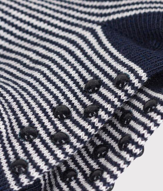 Calzini antiscivolo in cotone a righe blu e bianche A0AZI 01 PETIT BATEAU 