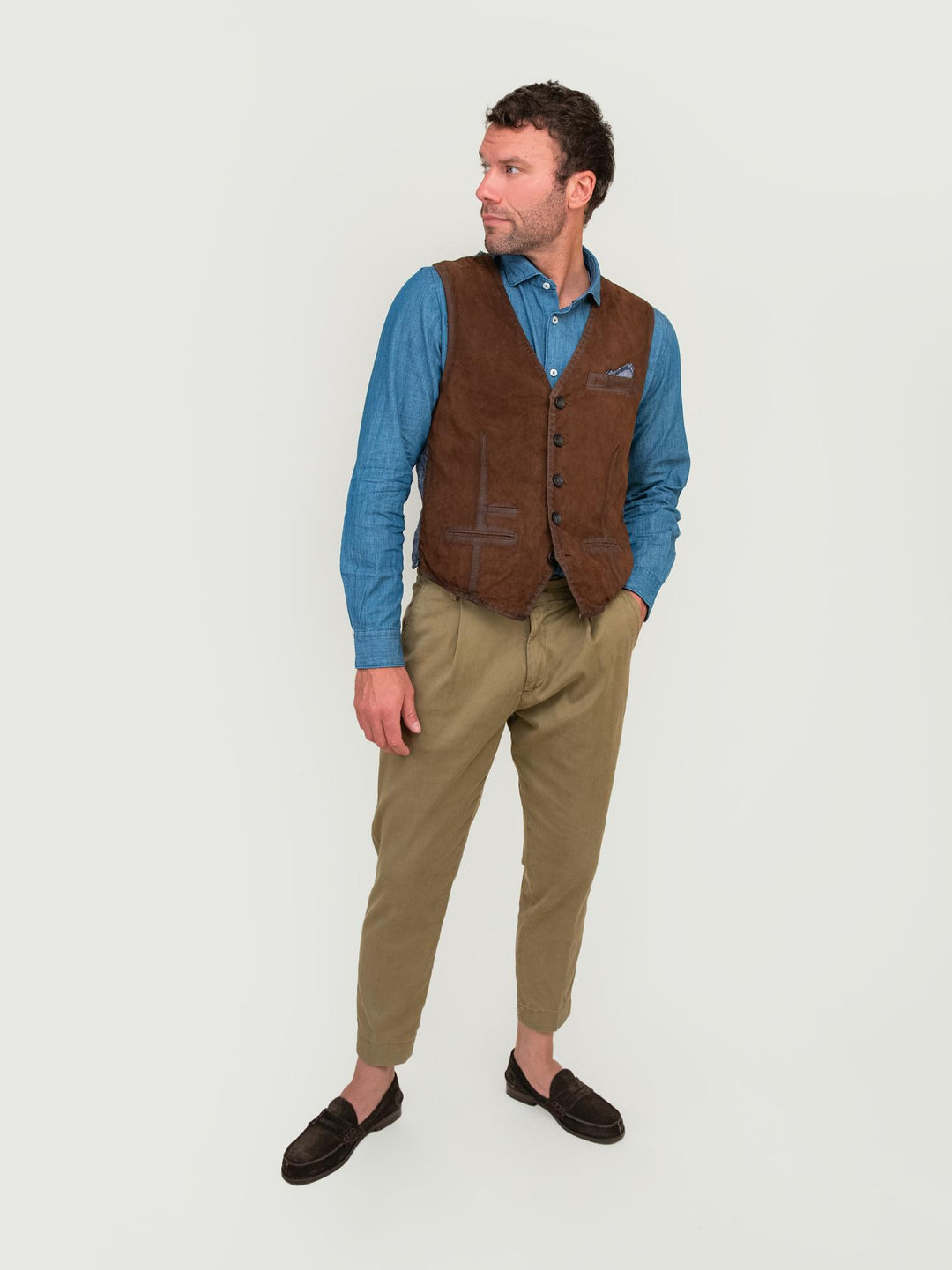 GILET IN PELLE COLOR WHISKY LORRY J24 JACK LEATHER 