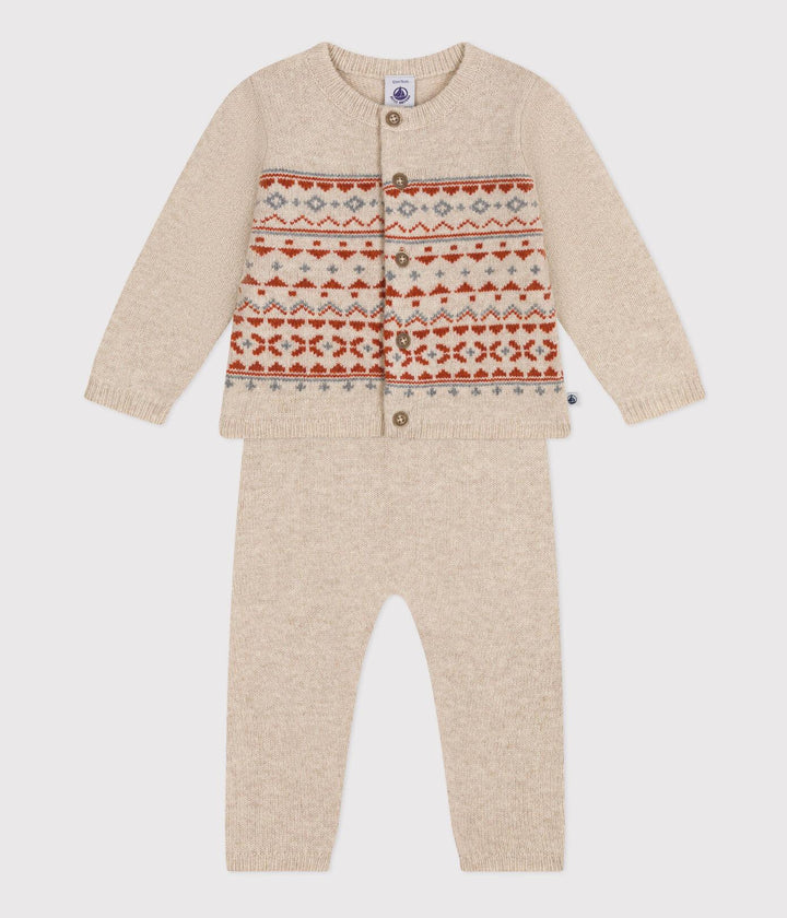 COMPLETO IN TRICOT JACQUARD PER BEBÈ A087Q 01 PETIT BATEAU 