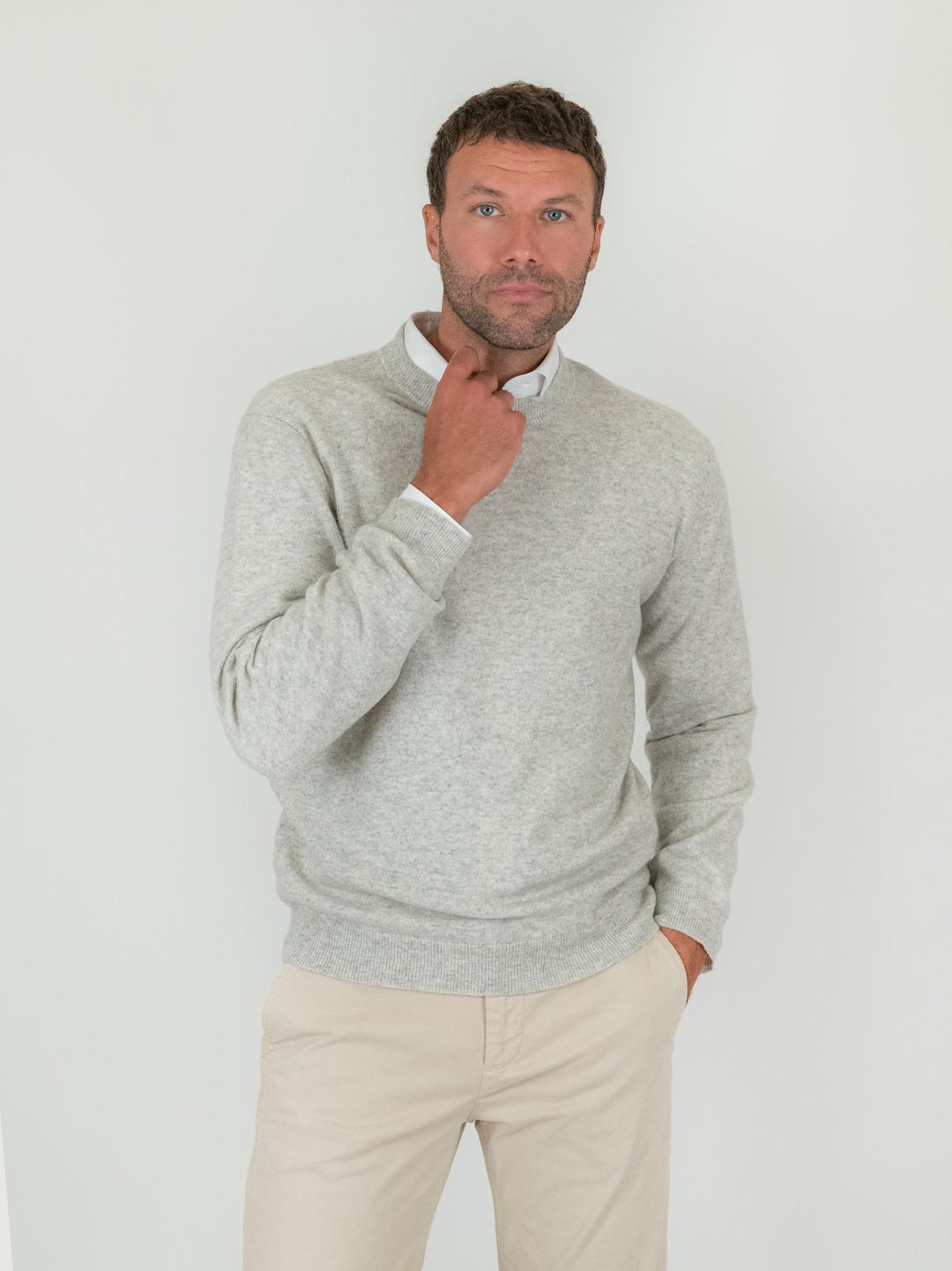 GIROCOLLO TRADER IN CASHMERE GRIGIO CHIARO TRADER LIGHT GREY ABSOLUT CASHMERE 