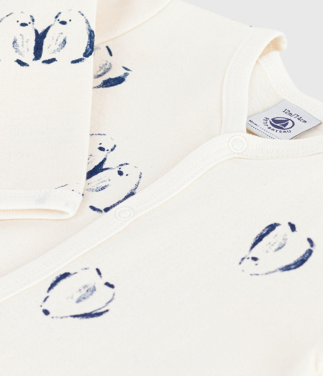 Pigiama in tessuto felpato spazzolato con stampa pinguini neonato A0DZW 01 PETIT BATEAU 
