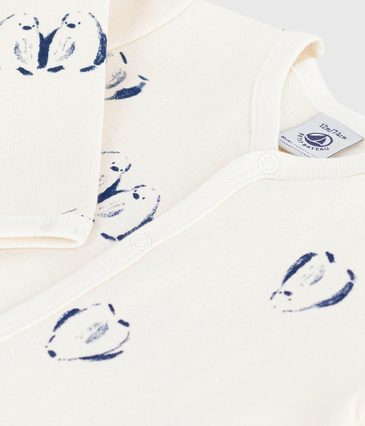 Pigiama in tessuto felpato spazzolato con stampa pinguini neonato A0DZW 01 PETIT BATEAU 