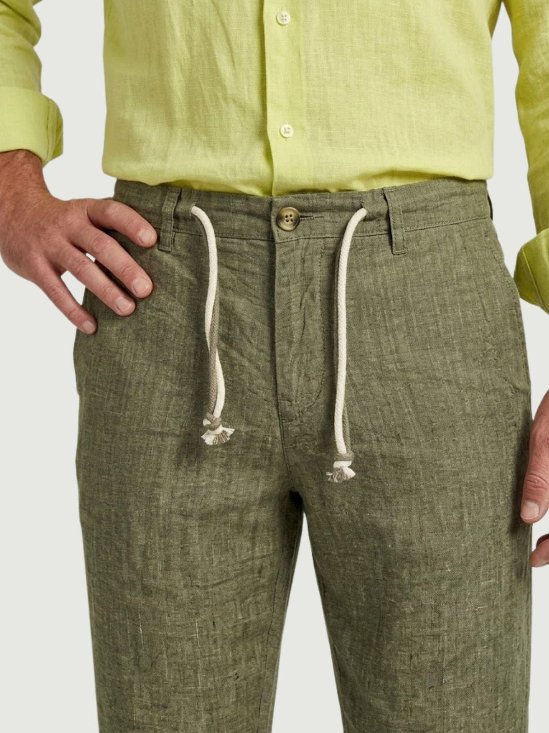 Pantalone in cotone con coulisse fiammato verde militare PTN00622 ARMY ANDREA MORANDO 