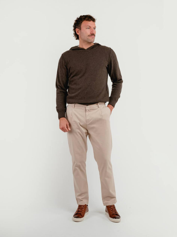 PANTALONE CON PENCES IN COTONE BEIGE BU26W33PAPA 112 ANDREA MORANDO 