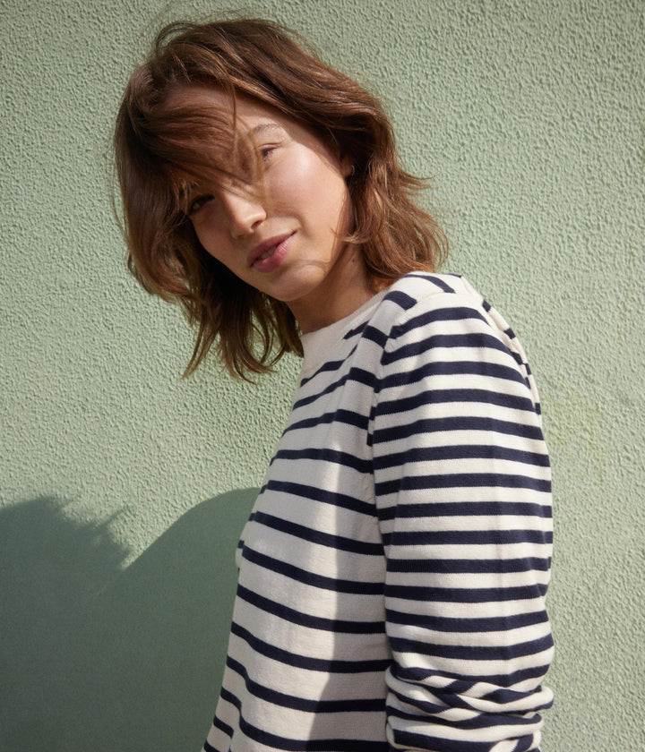 MAGLIONE IN COTONE MARINIÈRE DONNA A09ME 01 PETIT BATEAU 