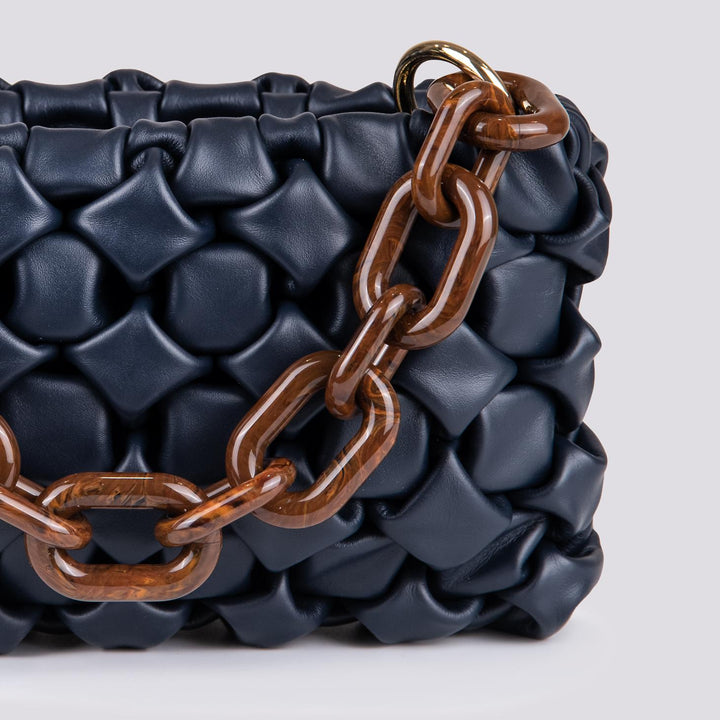 BORSA "CURLY " IN PELLE INTRECCIATA BLU CURLY BLU BIMOR 