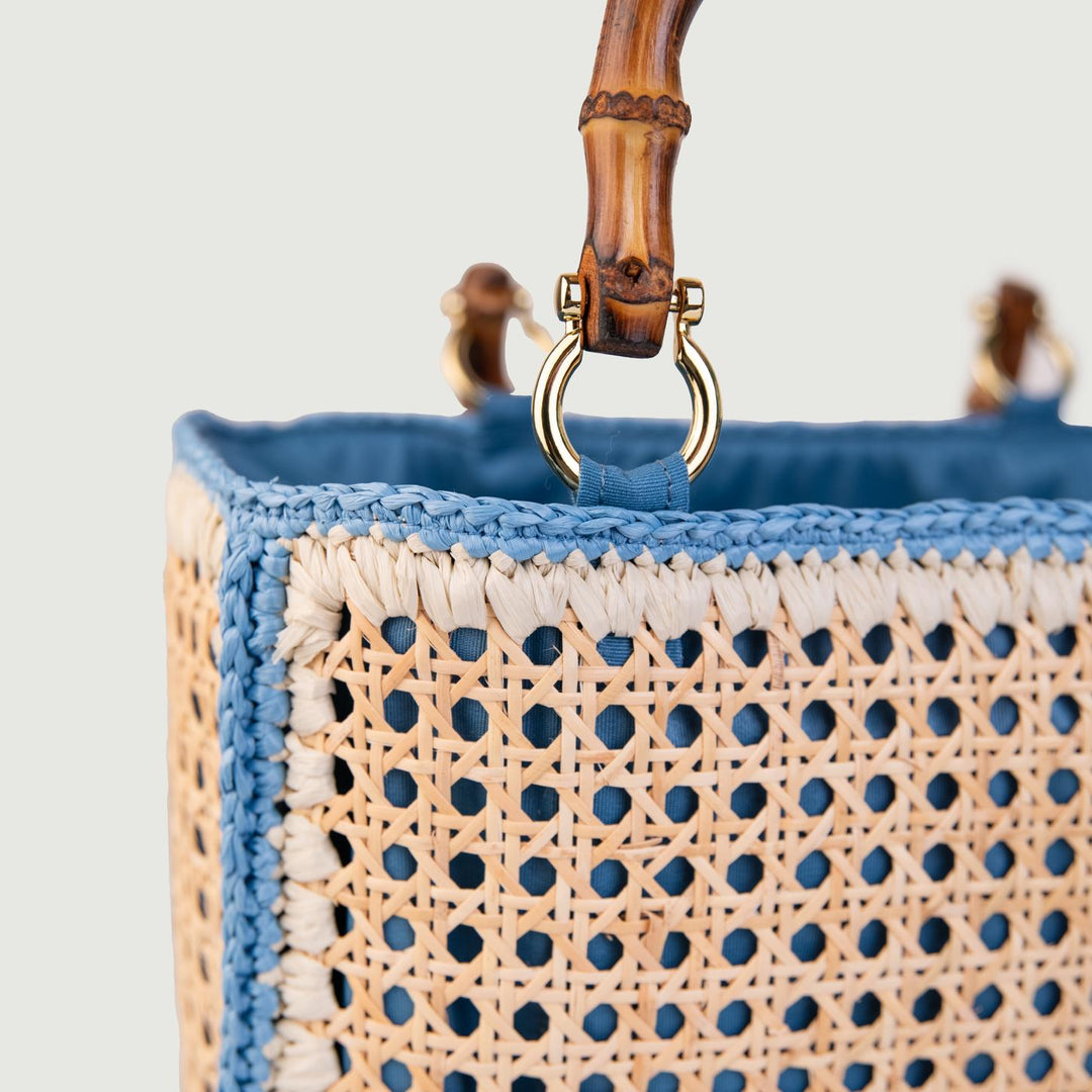 SHOPPER IN RAFIA NATURALE AZZURRA 4768 AZZURRO CATERINA BERTINI 
