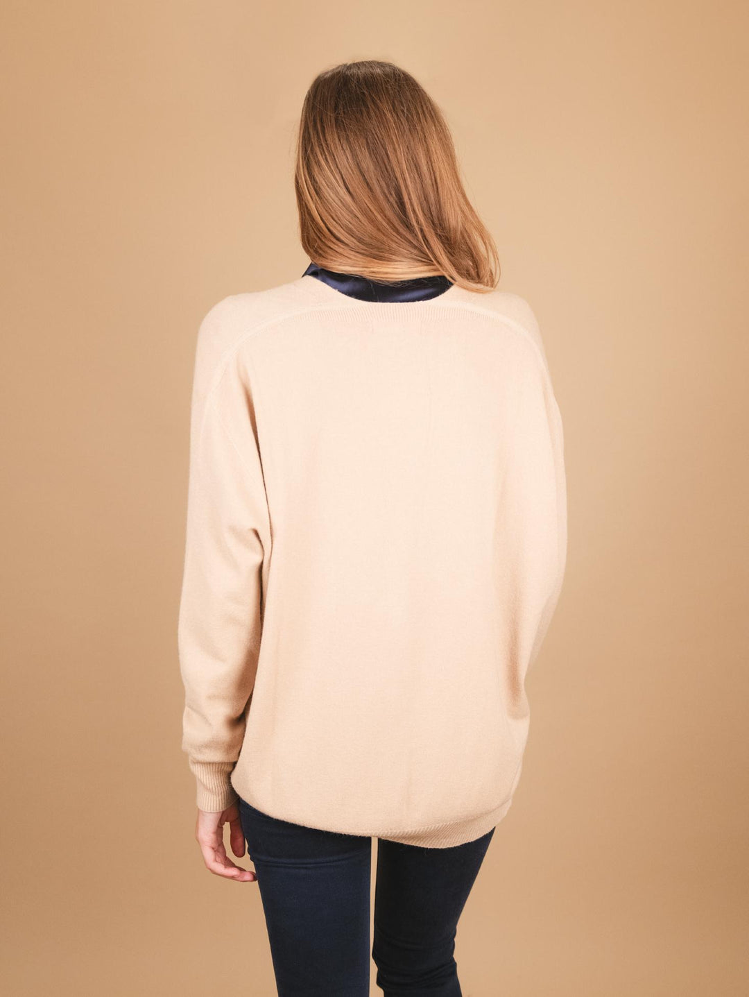 CARDIGAN OVER BEIGE CON BOTTONI IN MADREPERLA 0220/31 0234 BIMOR 