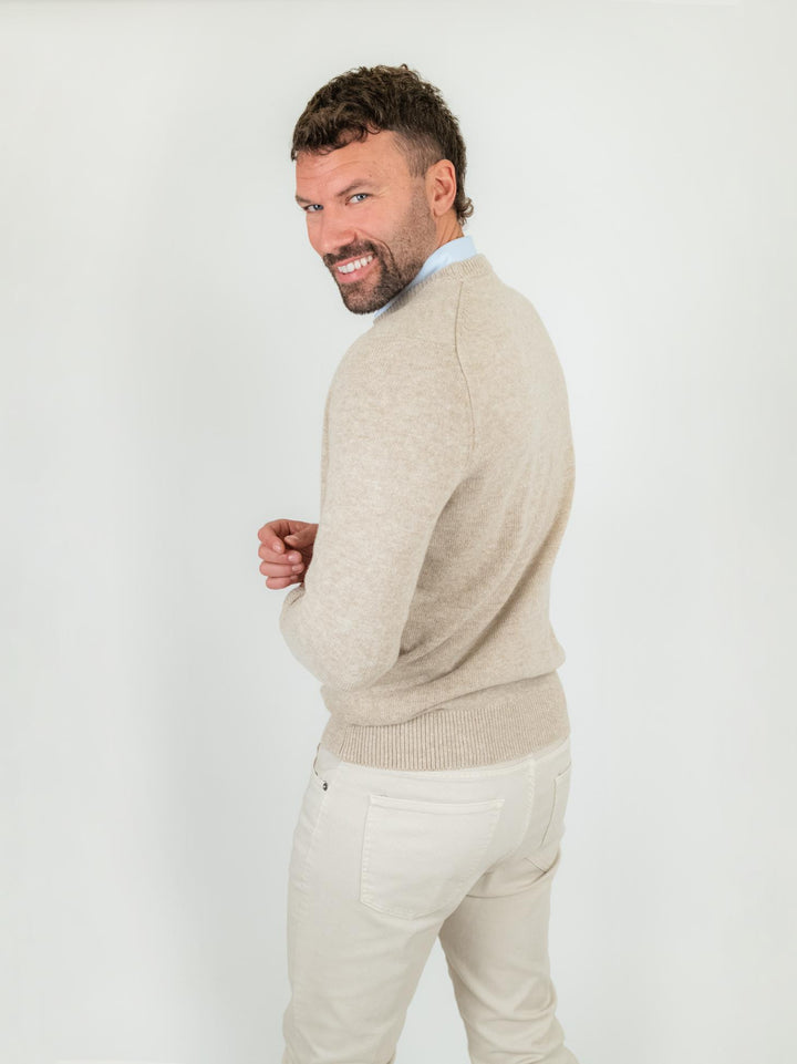 MAGLIONE GIROCOLLO BEIGE MISTO CASHMERE 1211224 646 ANDREA MORANDO 
