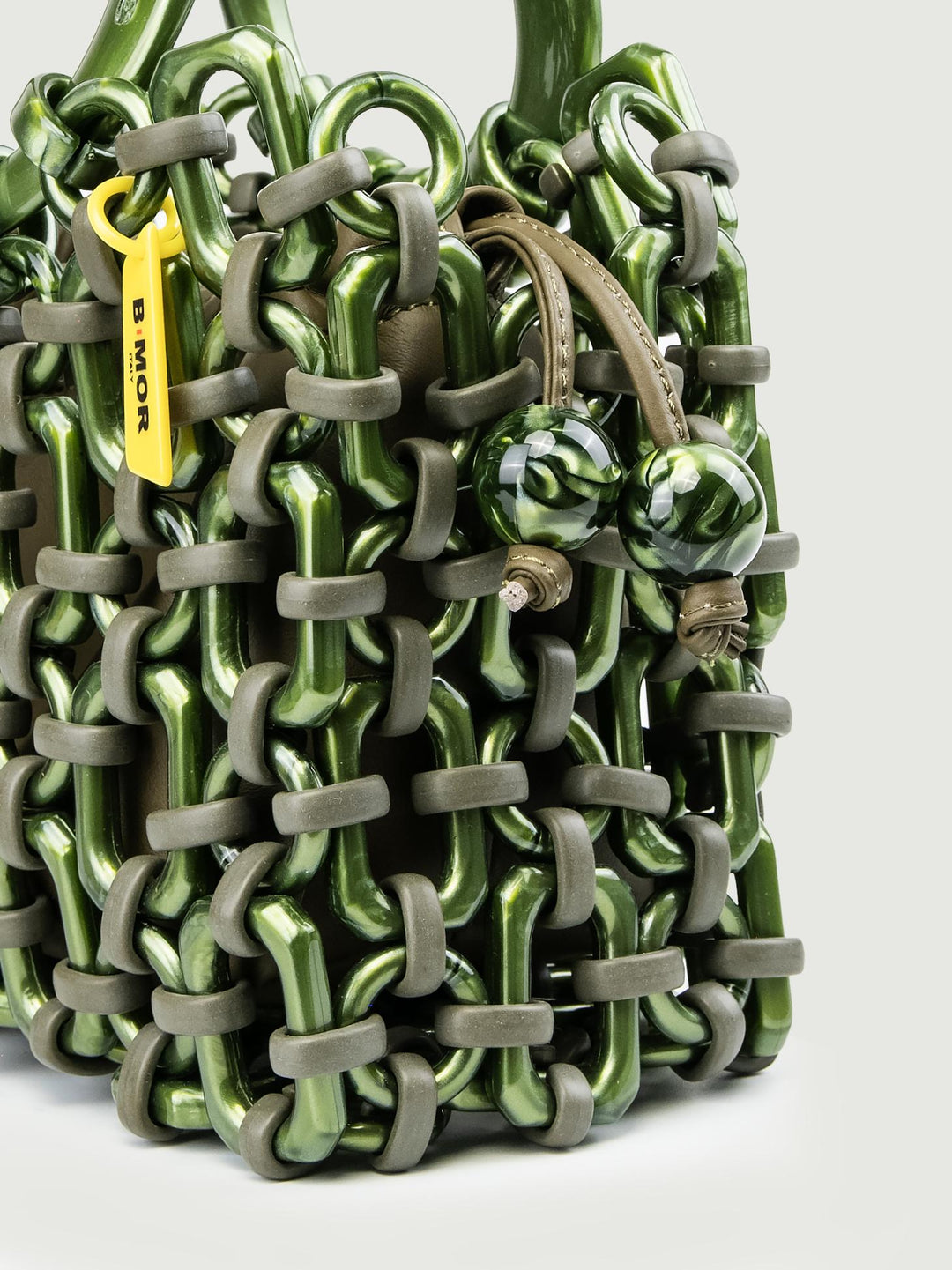 POCHETTE BON BON IN PELLE PISTACCHIO BONBON VERDE MILITARE BIMOR 