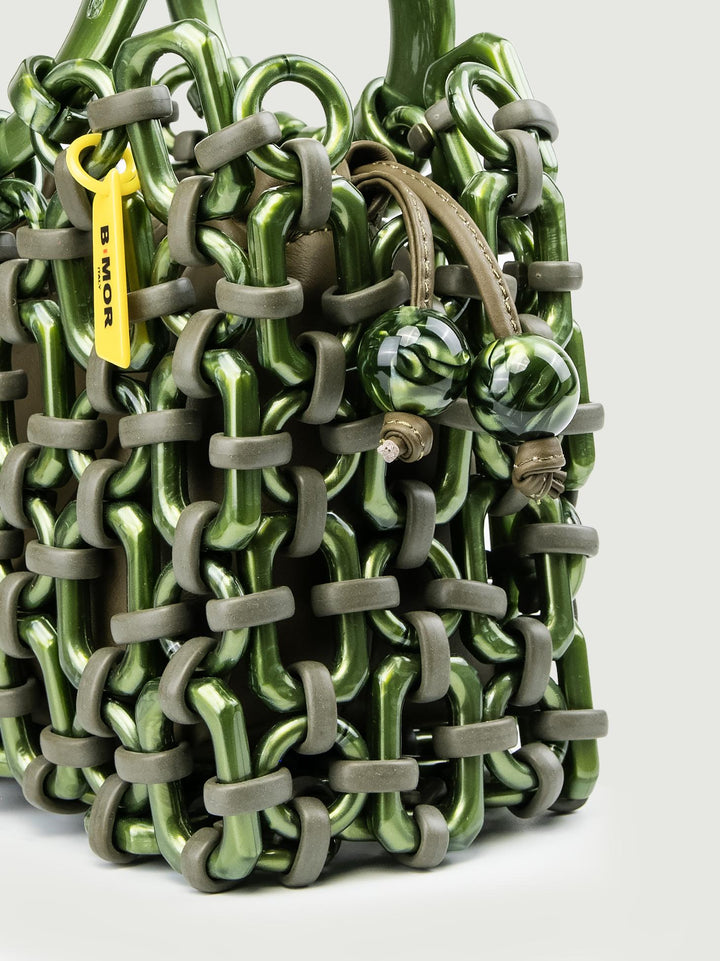 POCHETTE BON BON IN PELLE PISTACCHIO BONBON VERDE MILITARE BIMOR 