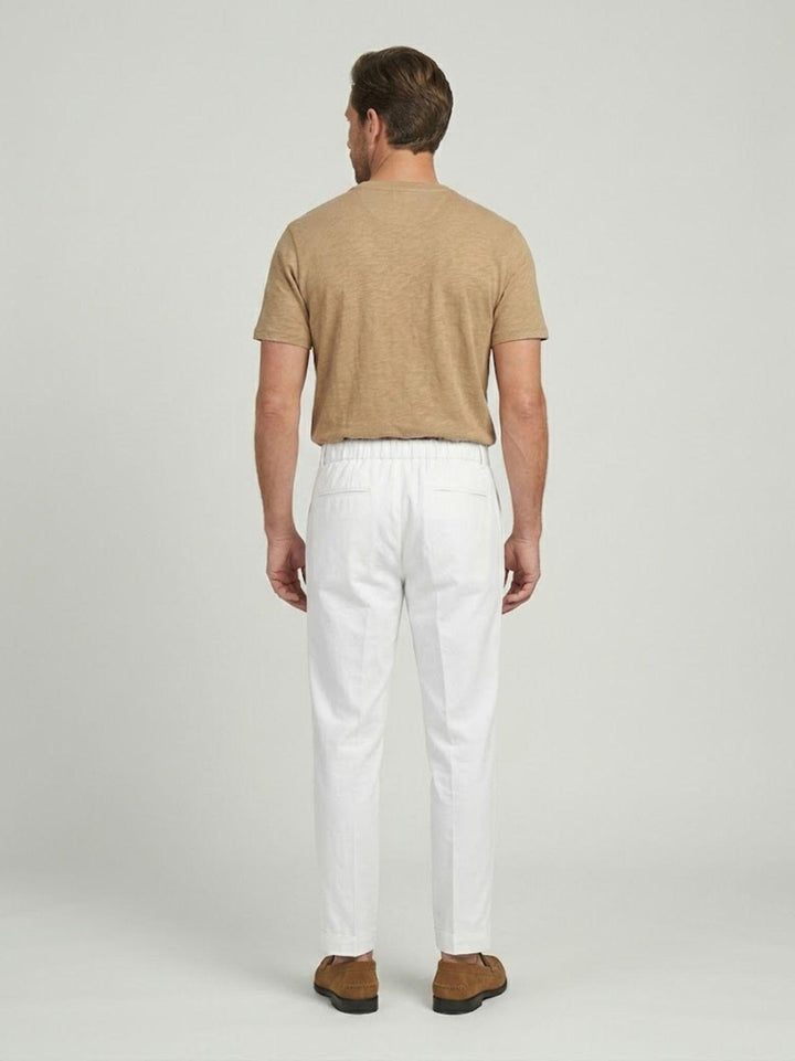 Pantalone con tasche americane lino cotone bianco CO0515M 1000 ANDREA MORANDO 