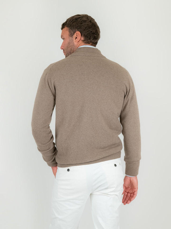 MAGLIA CON ZIP IN LANA MERINO SABBIA. 0037 36 FIESOLI DANIELE 