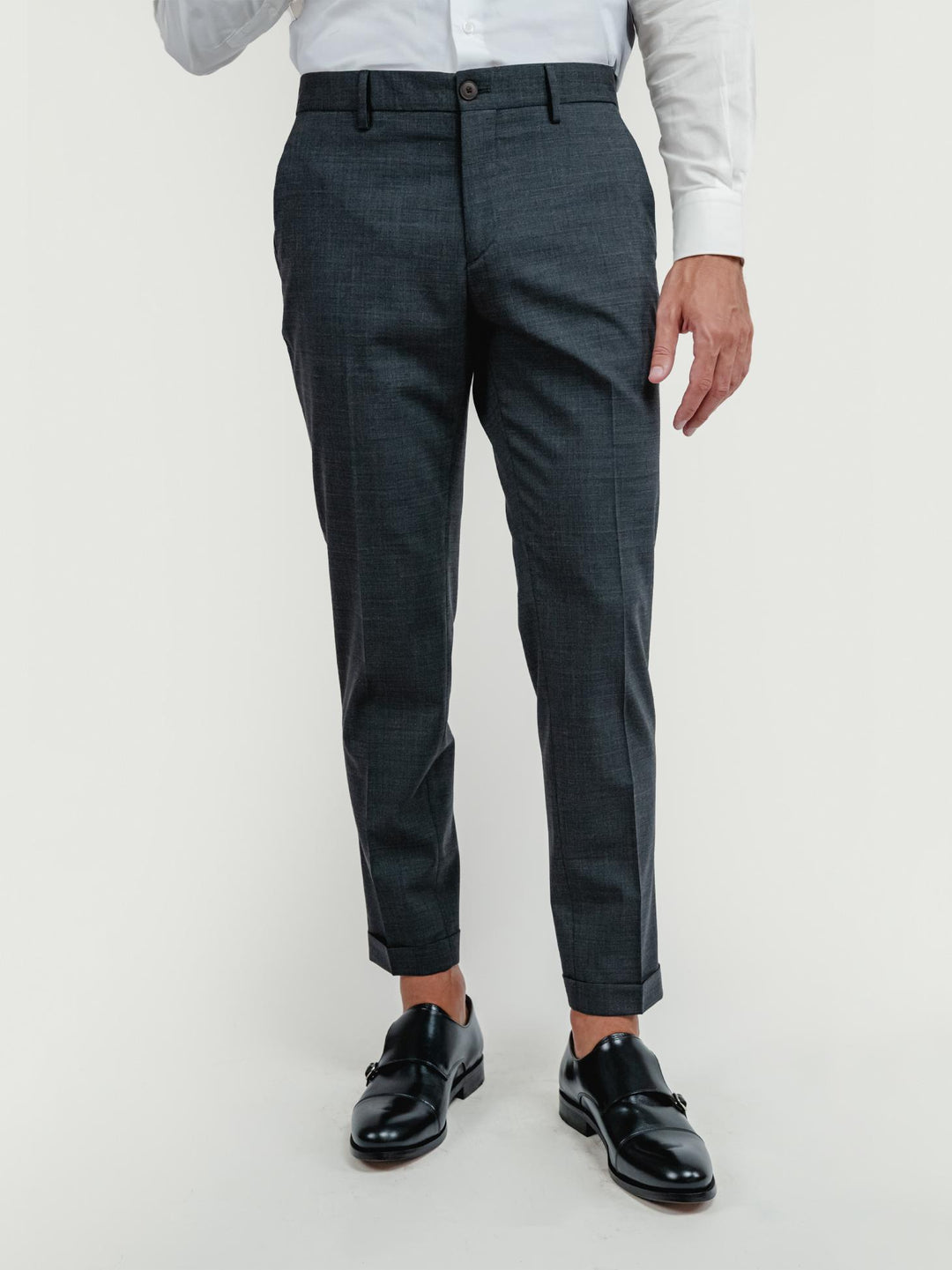 PANTALONE CLASSICO IN FRESCO LANA GRIGIO ANTRACITE P004 510 ANDREA MORANDO 