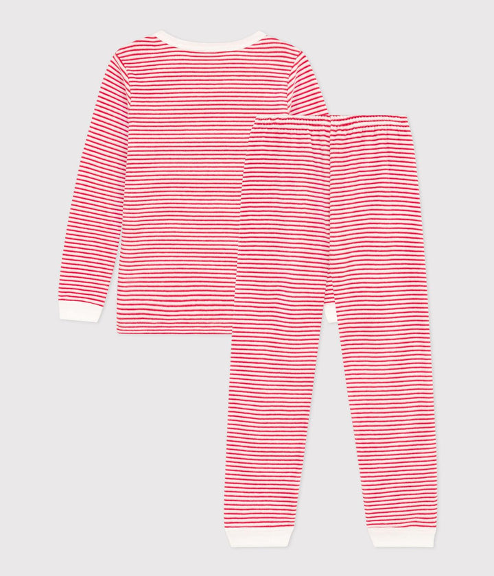 PIGIAMA BAMBINO UNISEX IN CINIGLIA A RIGHE A086B 01 PETIT BATEAU 