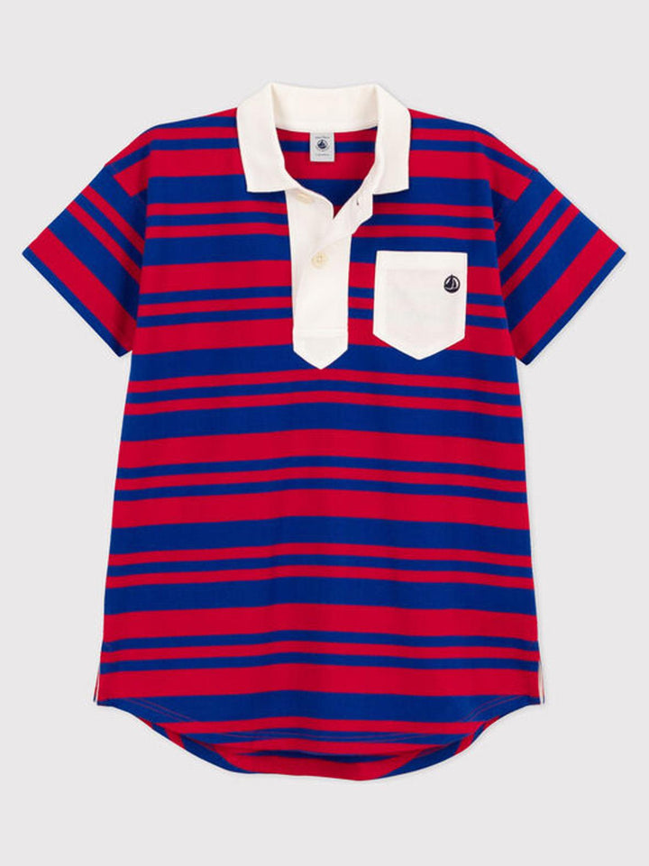 Abito a righe a maniche corte in cotone bambina A06NT 01 PETIT BATEAU 