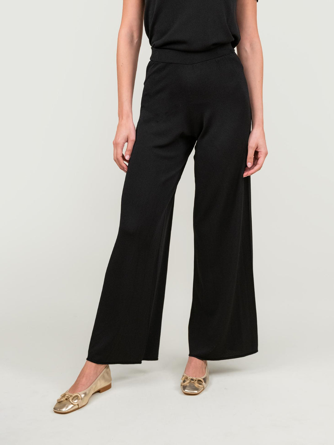 PANTALONE IN MAGLIA NERO 2670 NERO ANDREA MORANDO 