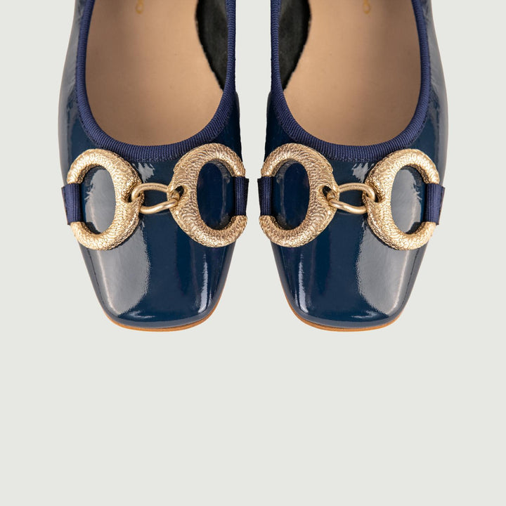 BALLERINE IN NAPLAK BLU CON DETTAGLIO IN METALLO 4875NAPLAK BLU ANDREA MORANDO 