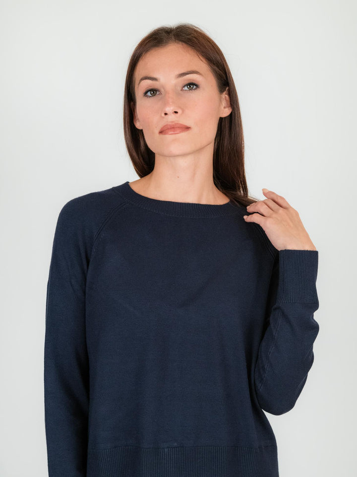 MAGLIA CAMICIA GIROCOLLO BLU E BIANCO 245101 304 ANDREA MORANDO 