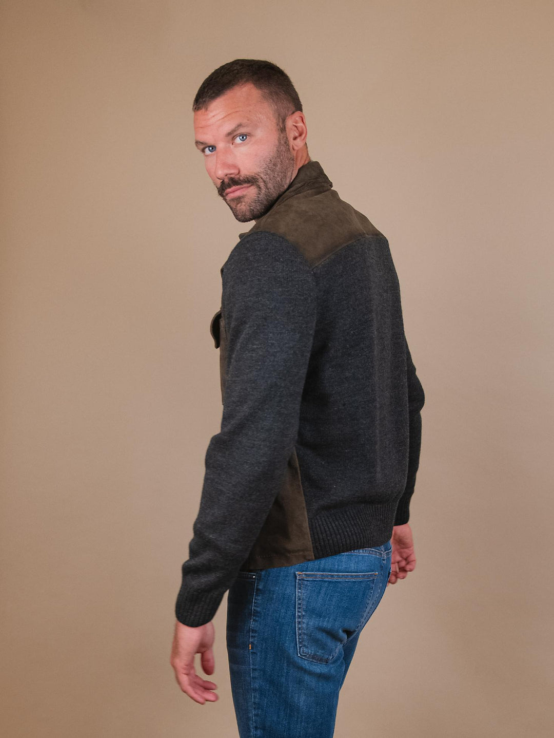 GIACCA IN CAMOSCIO VERDE E MAGLIA "SAMU" SAMK 835 JACK LEATHER 