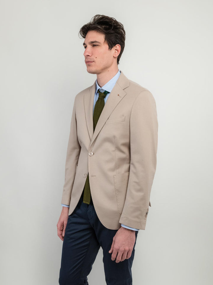 BLAZER MONOPETTO IN MAGLINA BEIGE