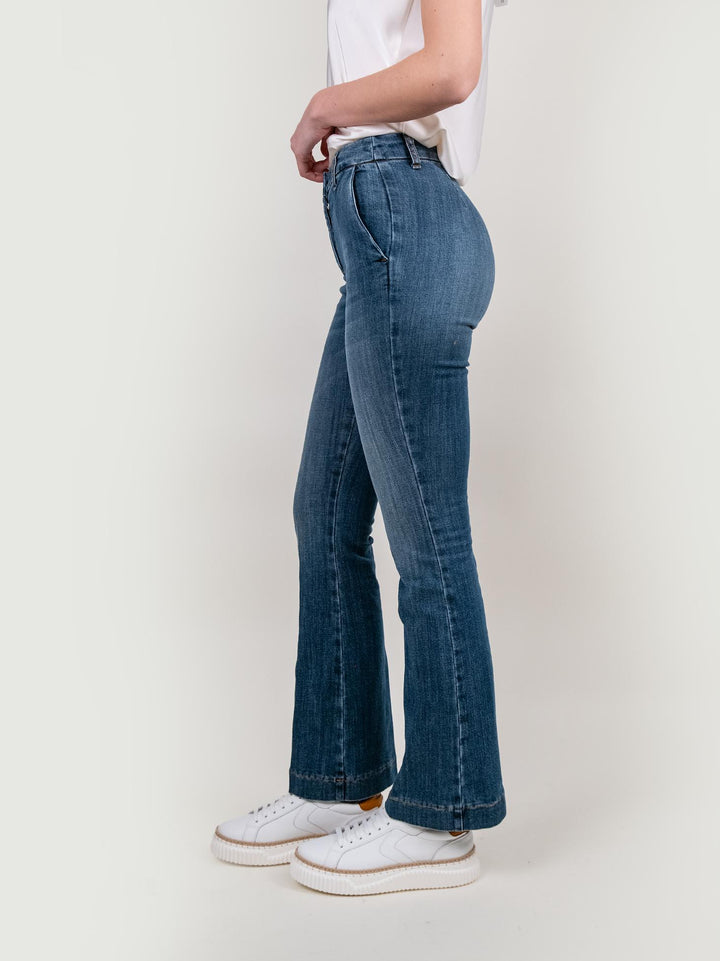 JEANS A ZAMPA CON TASCA A FILO IN DENIM SCURO 8748CAR CRE ANDREA MORANDO 