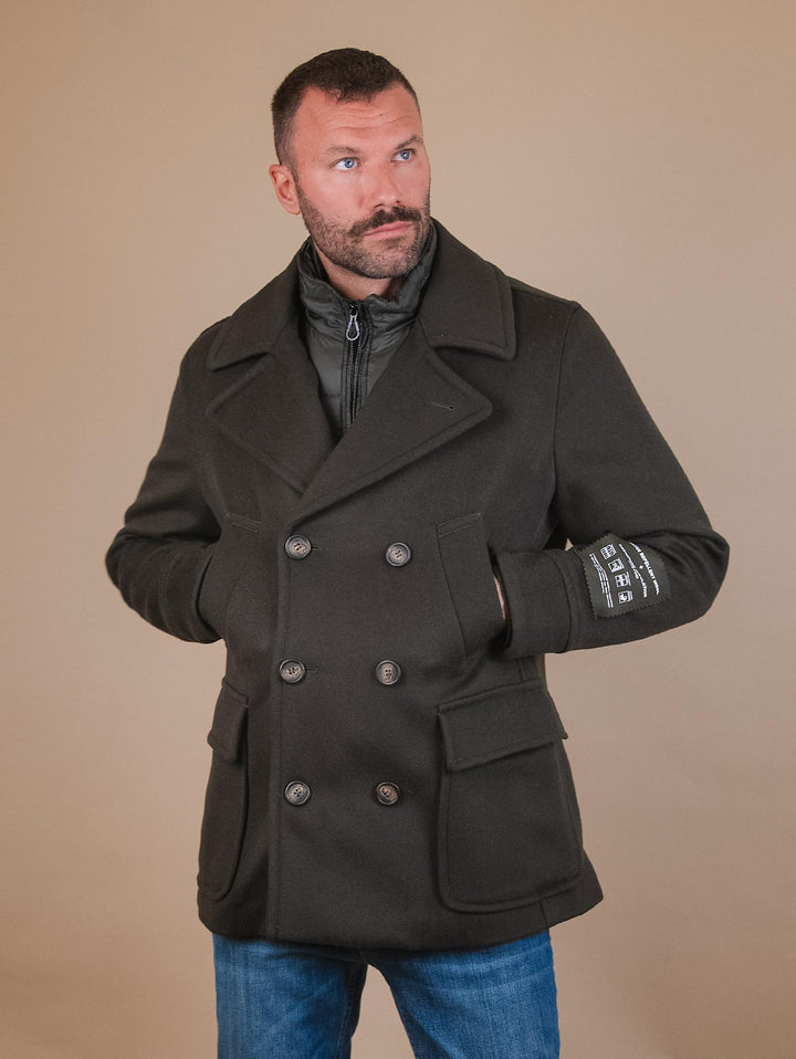 CAPPOTTO DOPPIOPETTO IN LANA MISTO CASHMERE VERDE ARMANDO FELT 954 PALTÒ 