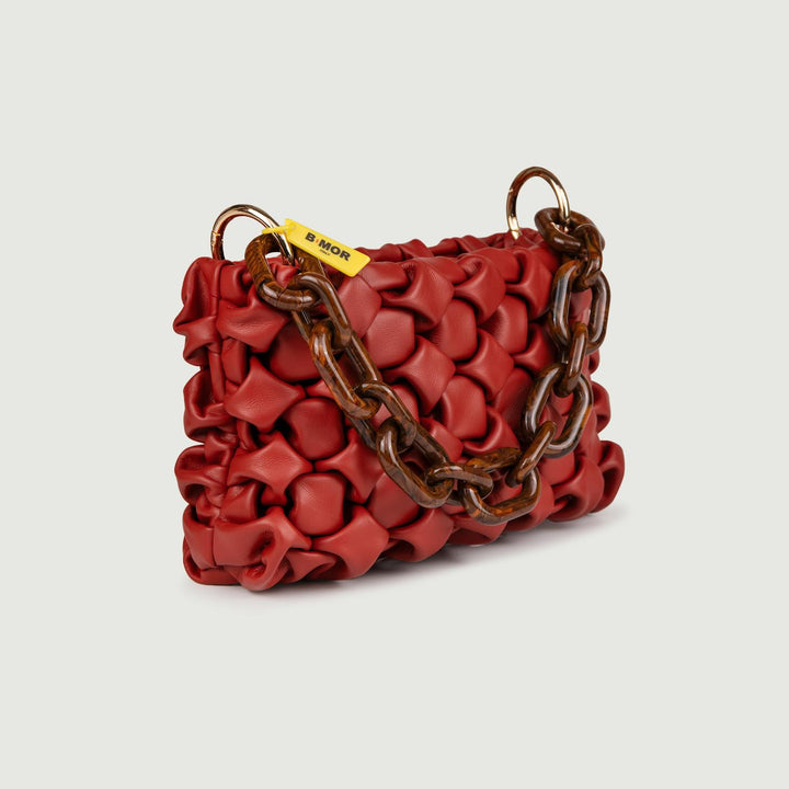 BORSA IN PELLE INTRECCIATA MATTONE "CURLY" CURLYNEW MATTONE BIMOR 