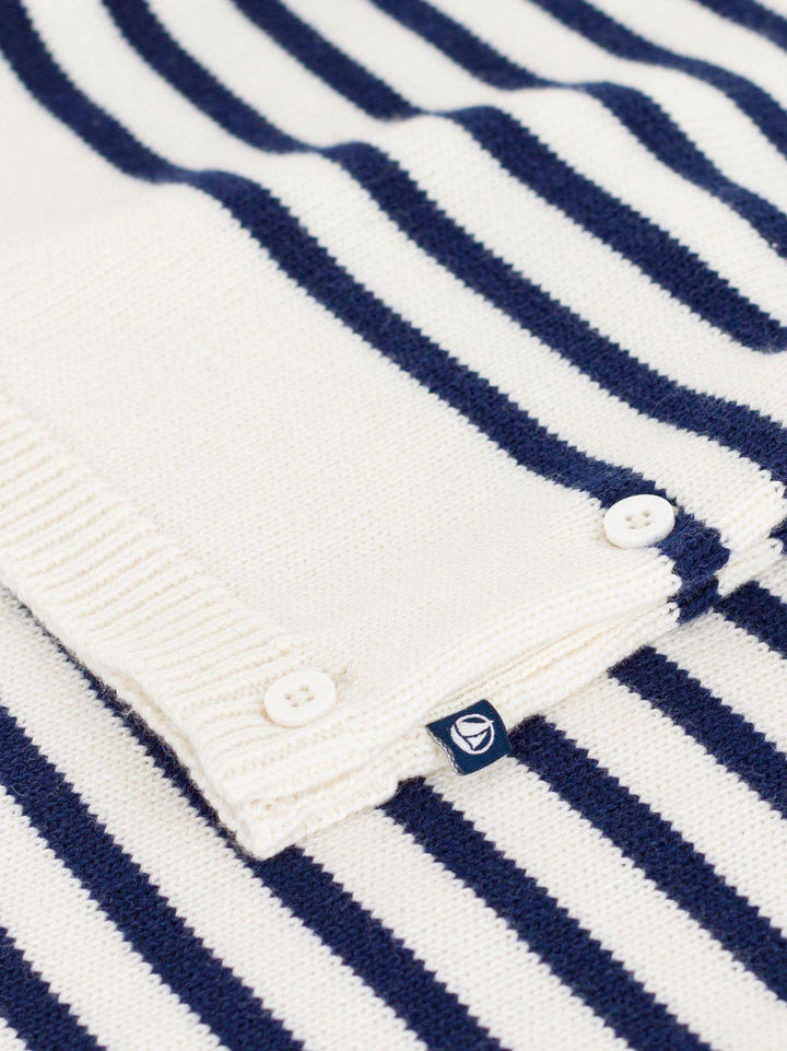 Completo 2 pezzi in maglia a righe marinière neonato A0ECR 01 PETIT BATEAU 