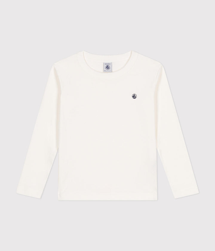 T-shirt a maniche lunghe a costine bianca A0BA4 01 PETIT BATEAU 