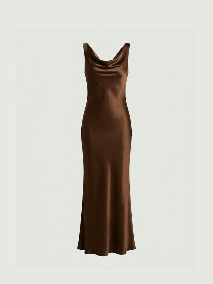 Abito satinato lungo bronzo 4407 323 ANDREA MORANDO 
