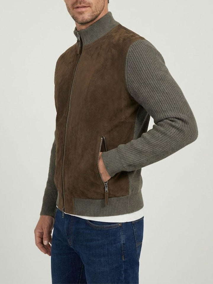 Giacca Derek Knit in camoscio e maglia verde militare DEREK 37 JACK LEATHER 