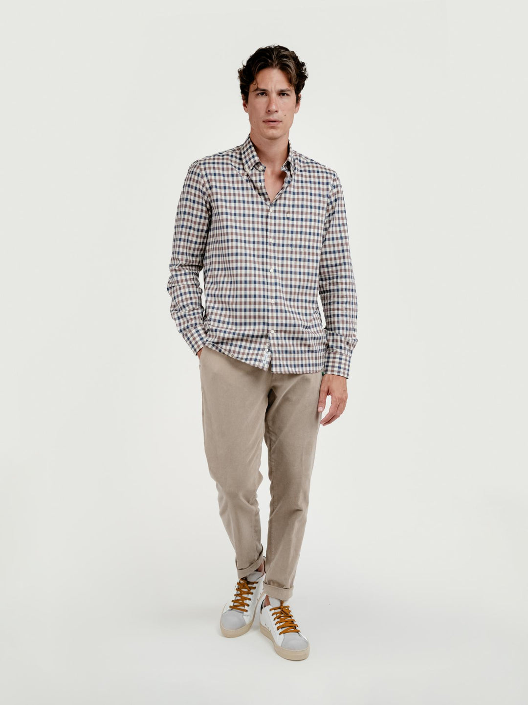 PANTALONE CON COULISSE IN VELLUTO BEIGE P018 166 ANDREA MORANDO 