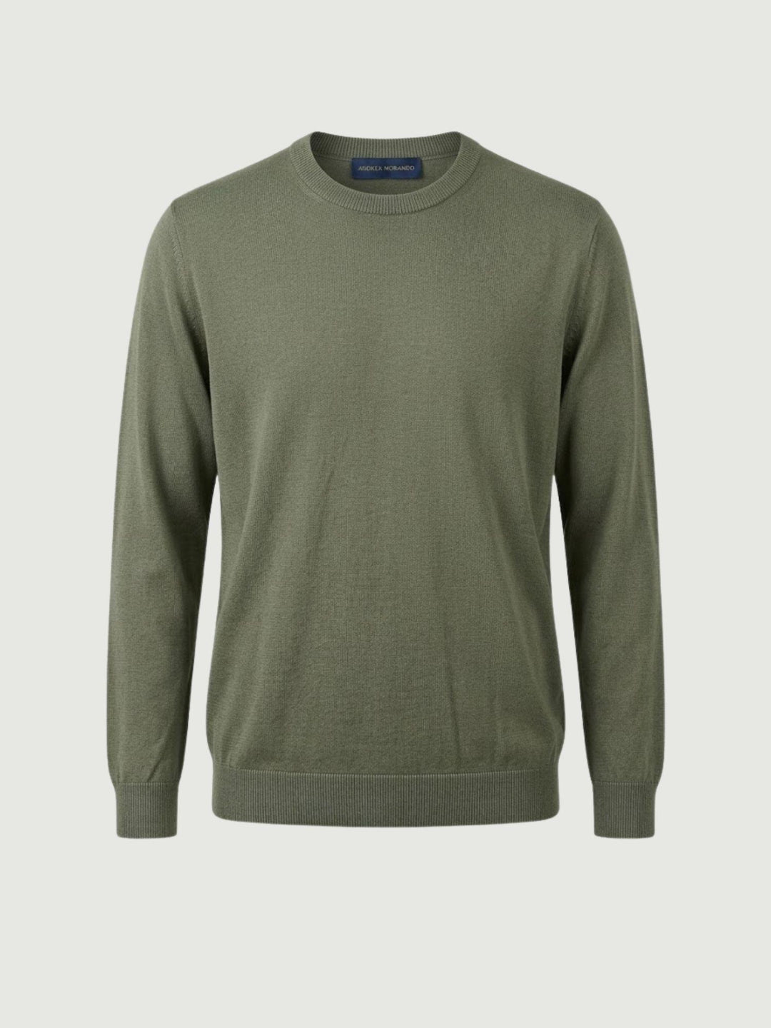 Maglia girocollo in cotone rasato verde salvia 3850900 356 ANDREA MORANDO 
